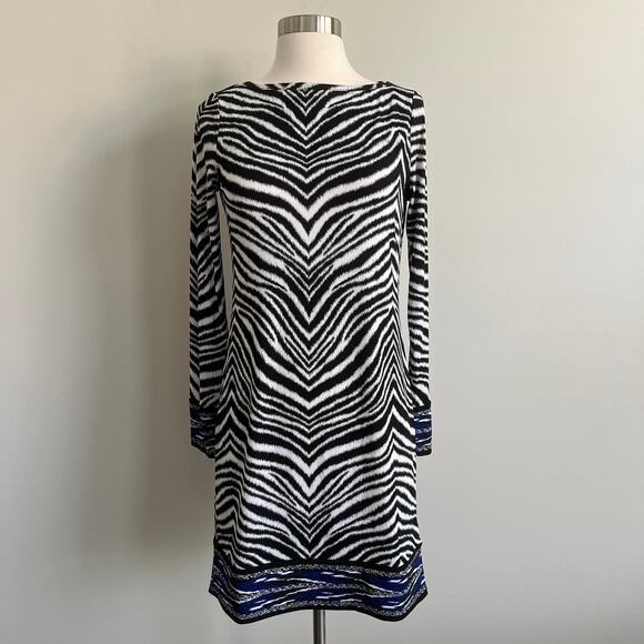 Michael Michael Kors Long Sleeve Zebra Animal Print Dress Pullover Small NWT - Picture 1 of 6
